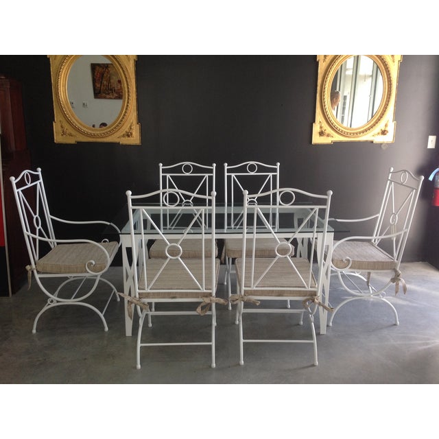 Handmade White Wrought Iron Patio Dining Set Chairish