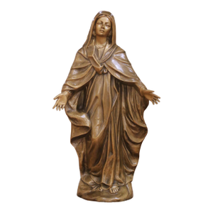 Mid-Century Italian Patinated Bronze Virgin Mary Sculpture by Biondan