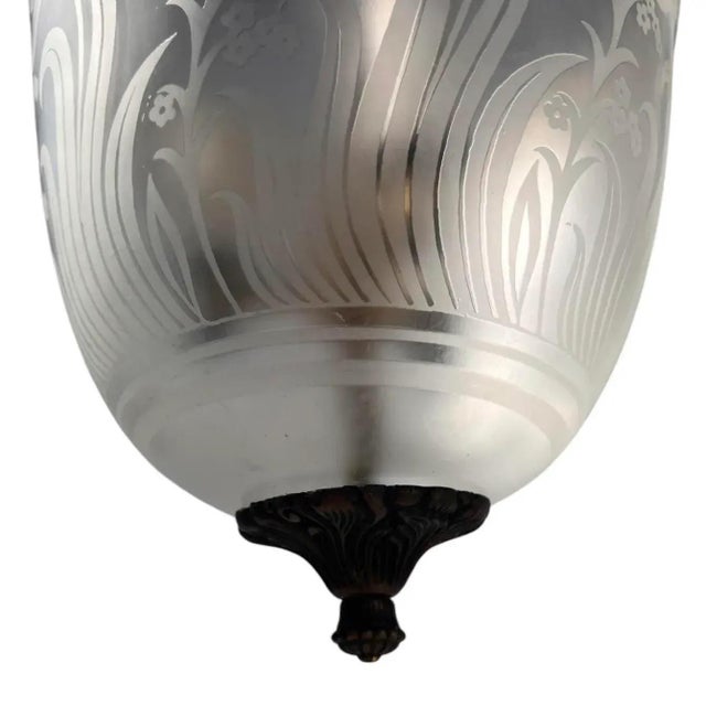 Art Deco Etched Glass Bell Jar Hall Lantern Light, Circa 1930s For Sale - Image 14 of 16
