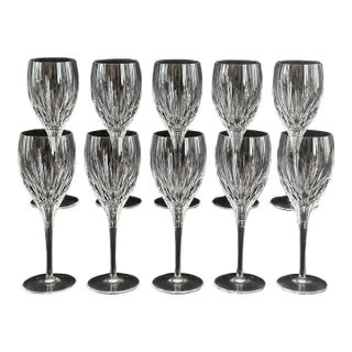 Vintage Mikasa Phoenix Glasses, Set of 10 – Vertical Cut – Elegant Glassware – Wine Glasses & Water Goblets For Sale