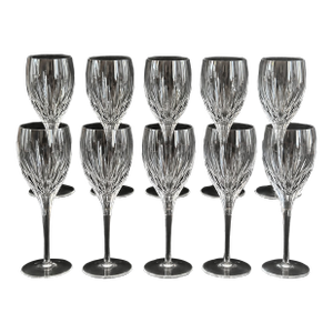 Vintage Mikasa Phoenix Glasses, Set of 10 – Vertical Cut – Elegant Glassware – Wine Glasses & Water Goblets