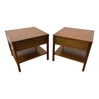 Florence Knoll Walnut Nightstands for Knoll/ PAIR For Sale