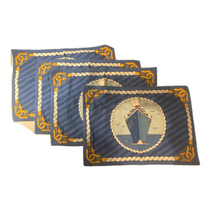Vintage Hermes Nautical Placements (Set of 4) Paquebot Pattern
