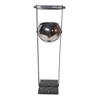 Groovy Modernist Black and Chrome Floor Ashtray C. 1970's For Sale