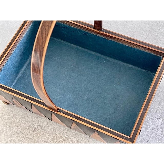 Ebony Antique Early 19th Century English George III Exotic Wood Harlequin Desk Box for Stationery or Sewing Pannier For Sale - Image 8 of 15