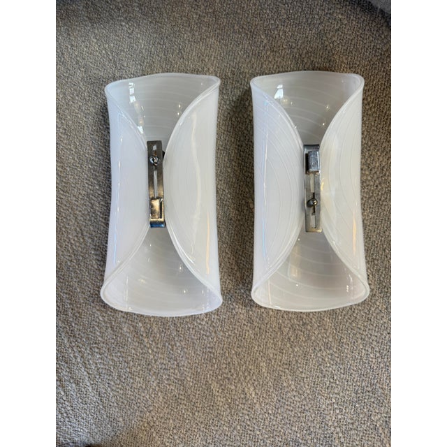 Glass 1970s Murano Spiral Glass Wall Sconces - a Pair For Sale - Image 7 of 13