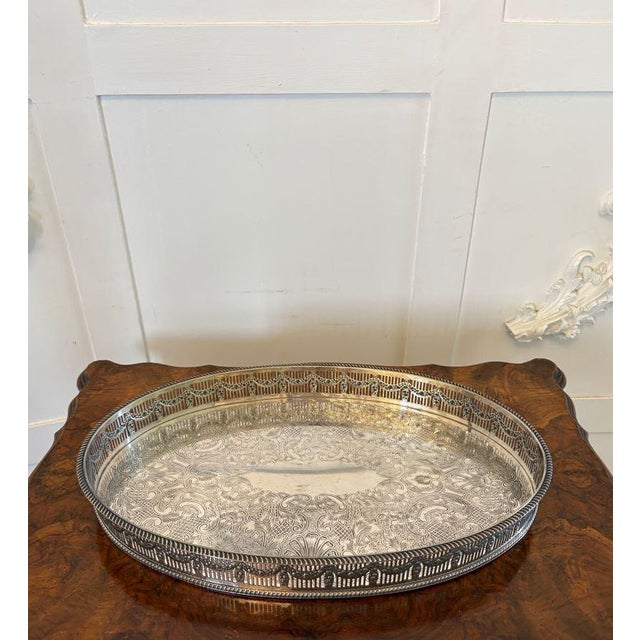 Small Antique Edwardian Silver Plated Tea Tray, 1900 For Sale - Image 7 of 7