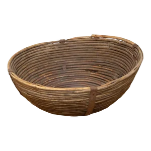 Vintage Indian Wicker & Iron Basket-Kalimpang