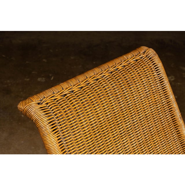 Wood Vintage Wicker and Rattan Chaise Lounge by Pier 1 For Sale - Image 7 of 12