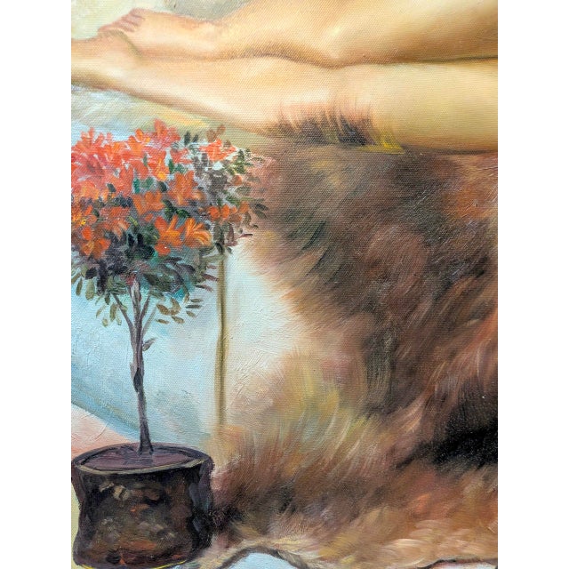 1980s Vintage Mid-Century Neo-Classical Nude Oil Painting After Alma-Tadema – Signed Lane, 1980 For Sale - Image 5 of 6