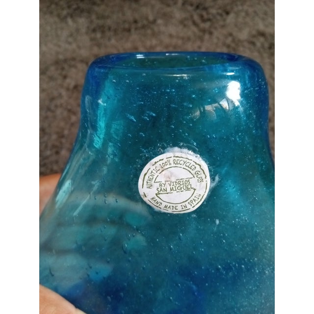 Mediterranean 1970s Vidrios San Miguel Spain Recycled Ombre Bubble Glass Vase For Sale - Image 3 of 7