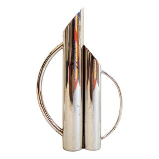Vintage Silver-Plated Metal Vase by Gio Ponti, 1970 For Sale