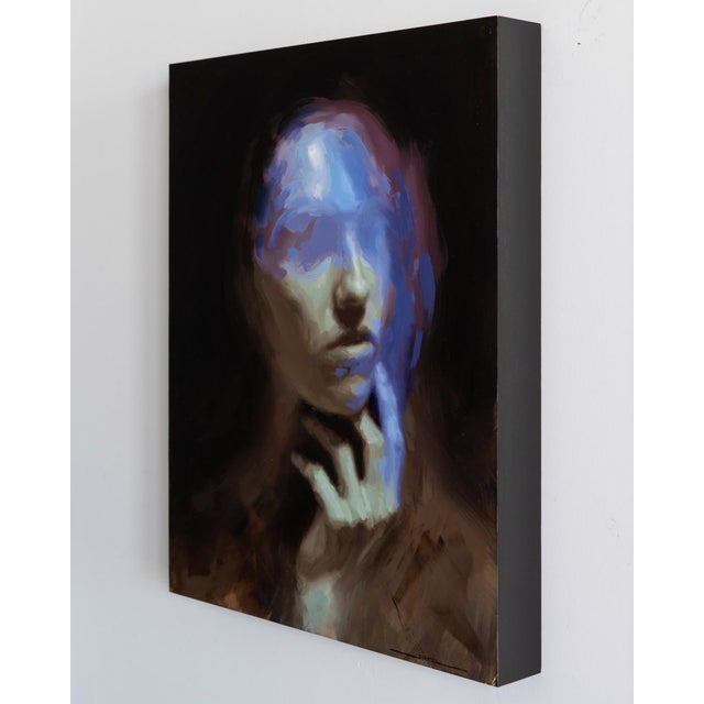 Contemporary Vaporize by Josh Sorrell | Oil on Panel Portrait of a Person with Abstract Features For Sale - Image 3 of 5