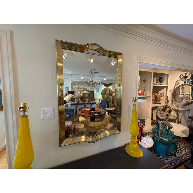 1970s Italian Modern Brass Tray Mirror For Sale In Houston - Image 6 of 8