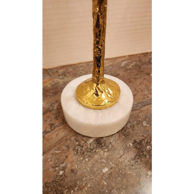Mid 20th Century John Richard Brass Figure With Two Selenite Balls For Sale - Image 5 of 8