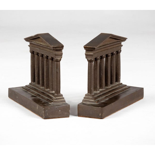 Mediterranean Pair of Late 20th Century Bronze Temple-Shaped Bookends For Sale - Image 3 of 4