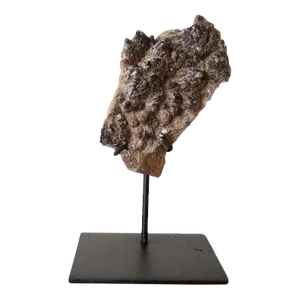 Late 20th Century Small Crystal Rock Specimen With Custom Iron Stand