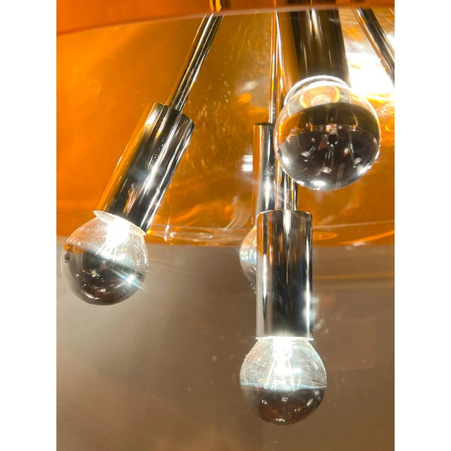 Mid-Century Modern Mid-Century Modern Space Age Orange Sphere Pendant Lamp attributed to Raak Amsterdam For Sale - Image 3 of 12