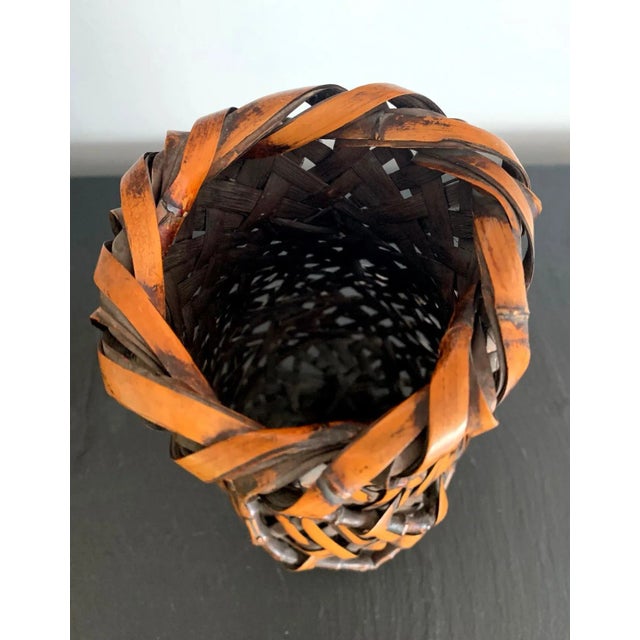 Japanese Hanging Bamboo Ikebana Basket Signed For Sale - Image 12 of 13