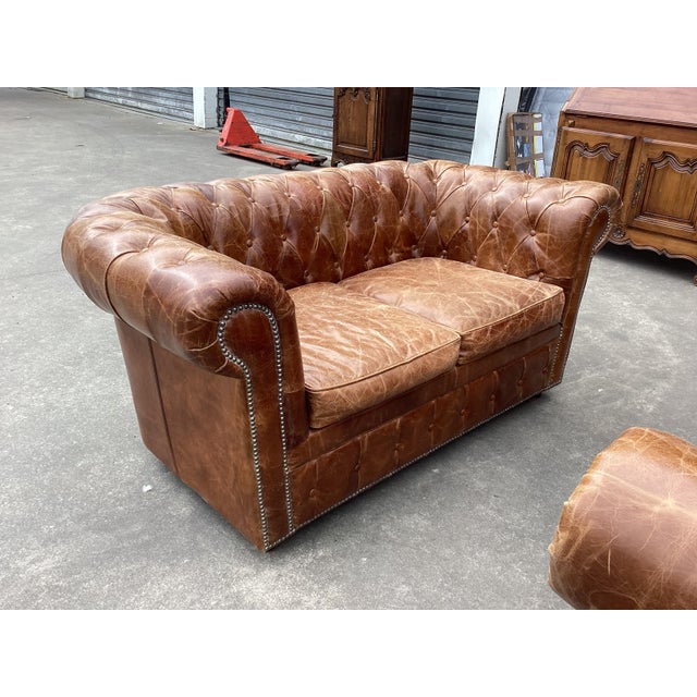 1960s Fabulous Pair of French Leather Chesterfield Sofas For Sale - Image 5 of 12