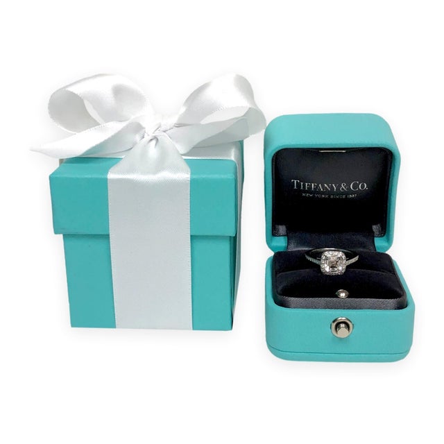TIffany & Co. Platinum Legacy .98ct Center Cushion Diamond Engagement Ring, Size 3.25 For Sale - Image 9 of 10