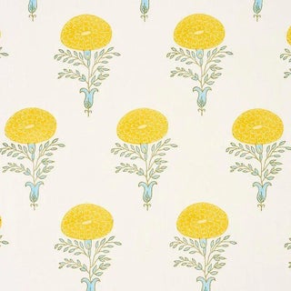 Schumacher X Molly Mahon Marigold Fabric in Yellow For Sale
