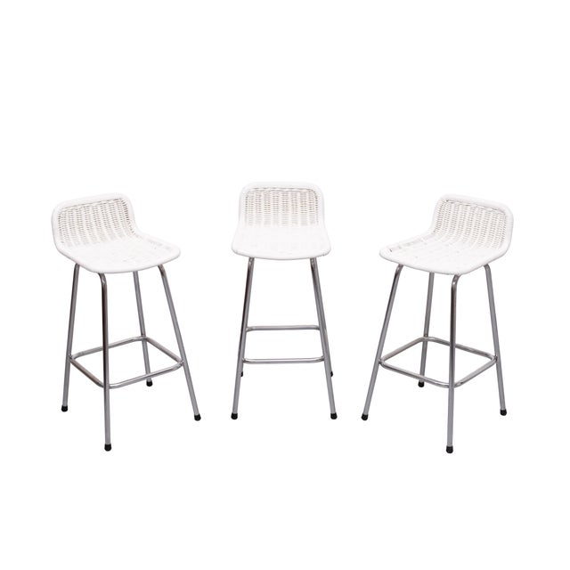 Rattan Bar Stools from Rohé Noordwolde, Netherlands, 1960s, Set of 3 For Sale - Image 4 of 10