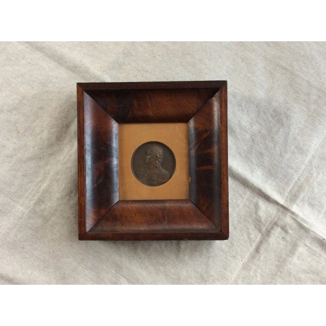Wood Antique French Bronze Portrait Medallions of Louis Xiii, Framed Walnut Shadow Boxes, For Sale - Image 7 of 8