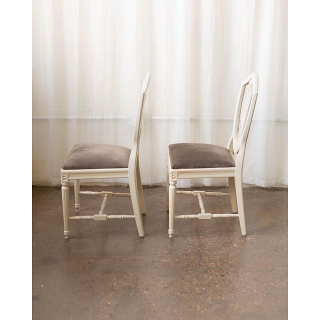 Set of Six Swedish Gustavian-Style Painted Dining Chairs, 20th Century For Sale - Image 11 of 13