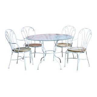 Vintage Patio Table and 4 Chairs Set For Sale