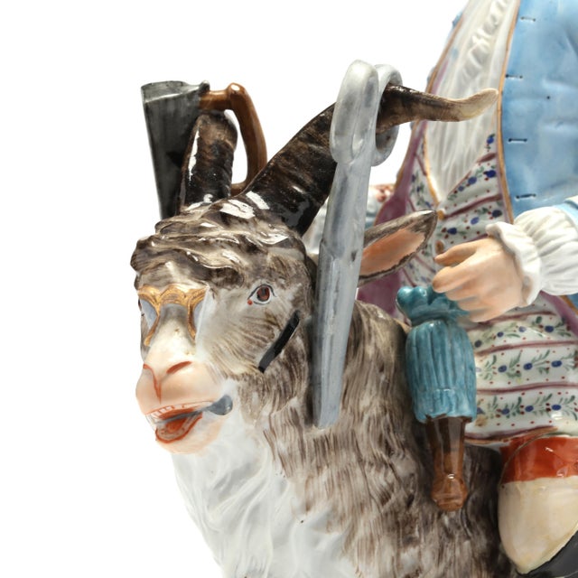 Rococo Antique Dresden Porcelain Figure of Count Bruhle’s Tailor and Goat For Sale - Image 3 of 12