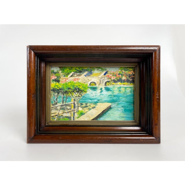 Small Vintage Coastal Painting Framed For Sale In Raleigh - Image 6 of 6