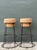Camel Vintage Cork and Metal Bar Stools - A Pair For Sale - Image 8 of 12