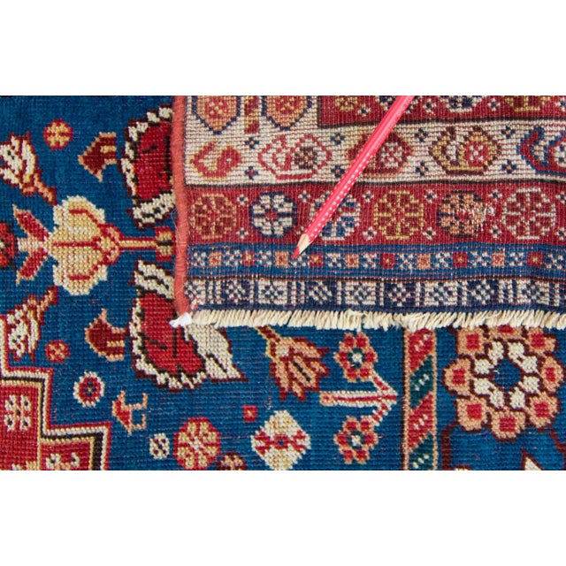 Late 1800s Antique Maroon Red Diamond Medallion Wool Hand-Knotted Rug - 5' X 8'9" For Sale - Image 10 of 10