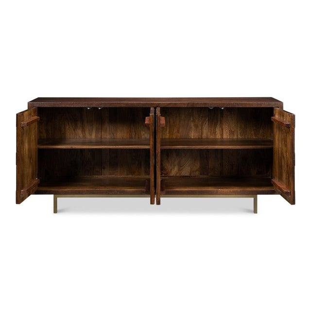 Contemporary Modern Parquetry Sideboard with Brass Legs For Sale - Image 3 of 11