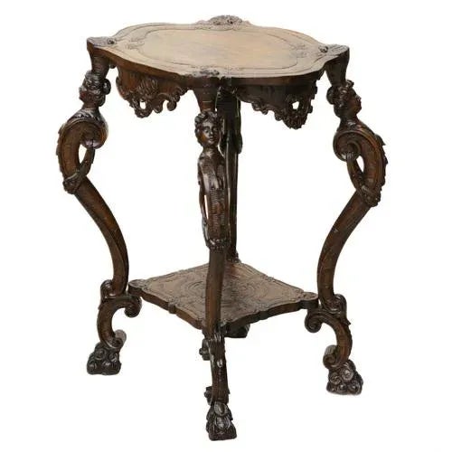 Rococo Carved Wooden Table in Neo-Rococo Style, 1890s For Sale - Image 3 of 8