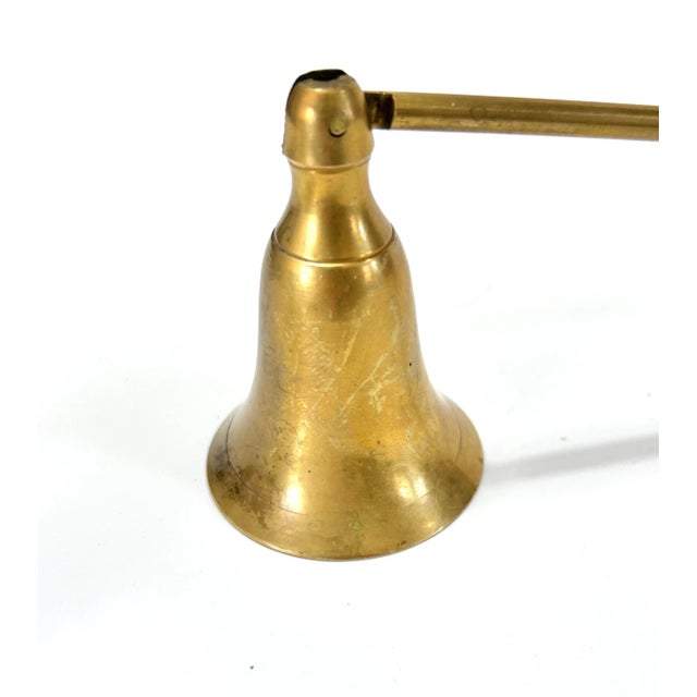 English Vintage Brass Candle Snuffer & Glass Match Striker Set - Hollywood Regency Fireplace Decor For Sale - Image 3 of 8
