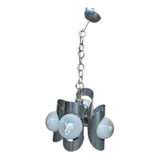 Vintage Space Age Chandelier in Chromed Iron, 1970s For Sale