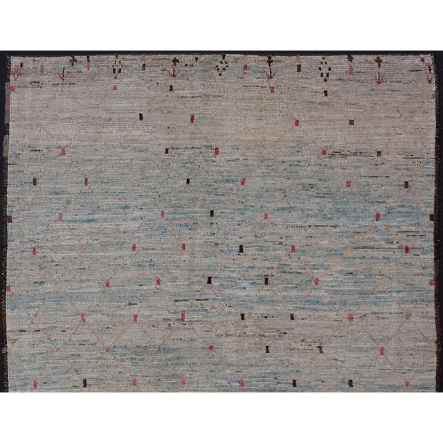 Baby Blue Modern Afghanistan Rug With All-Over Modern Pattern 5'10 X 9'2 For Sale - Image 8 of 14