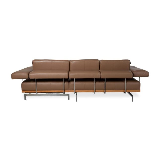 Model 24/7 Corner Sofa in Brown Leather, Wood and Chrome from Joop For Sale - Image 14 of 17