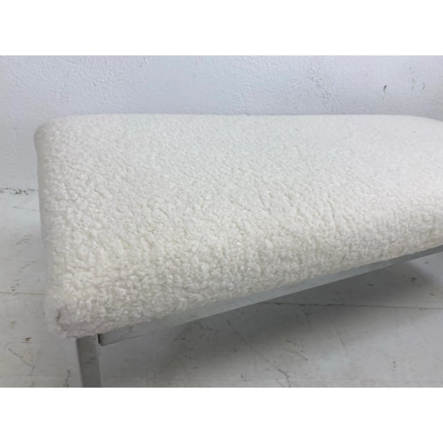 1970s Mid Century Vintage Modern Chrome Upholstered Bench After Milo Baughman. For Sale - Image 5 of 10
