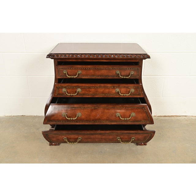 Late 20th Century Maitland Smith Style Dutch Louis XV Burled Walnut Bombe Chest or Commode For Sale - Image 5 of 16