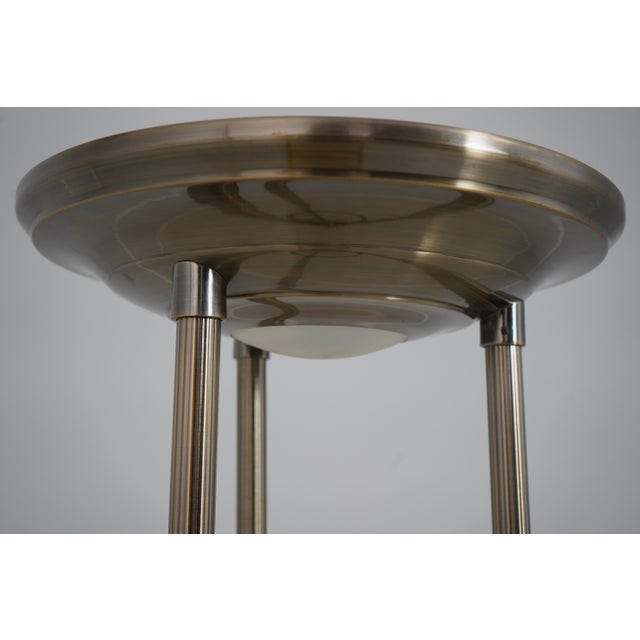 Vintage Brass & Glass Tall Floor Torchiere Lamp For Sale - Image 4 of 11