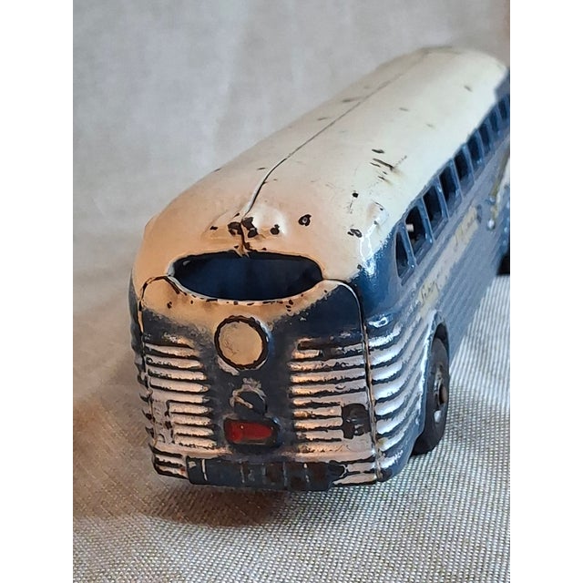 Vintage Arcade Cast Iron Greyhound Bus 9" Toy 1930s Blue 438b All Original For Sale - Image 16 of 18