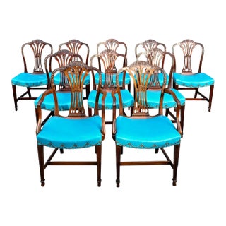 Antique 19th Century Carved Georgian/Hepplewhite Dining Chairs --- Set of 10 For Sale