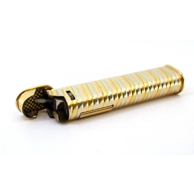 2-Tone Gold Lighter with Hinged Lid For Sale - Image 10 of 13