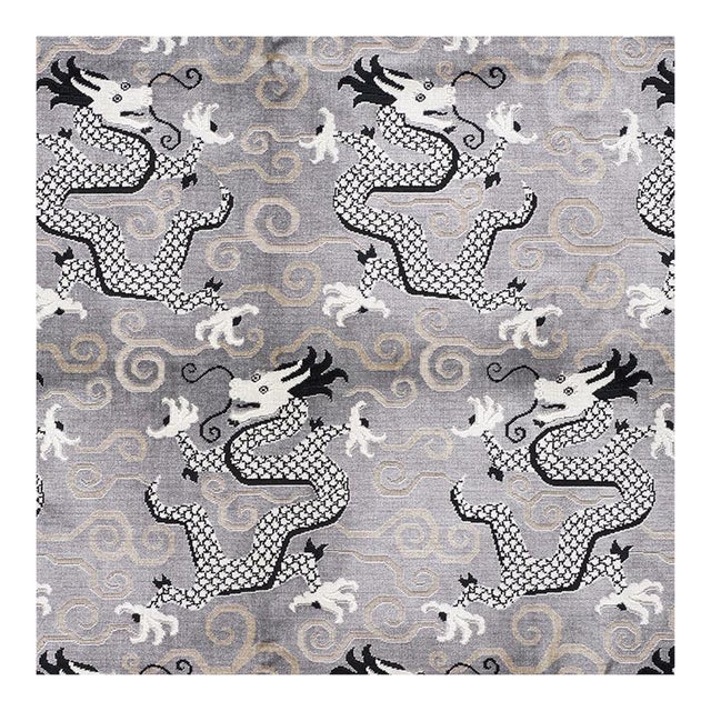 Schumacher Bixi Velvet Fabric in Silver For Sale