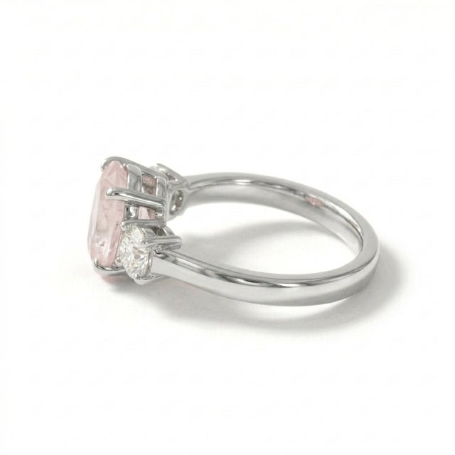 Rose Quartz Engagement Ring, Pink Gemstone Bridal Ring Us 7 For Sale - Image 4 of 5