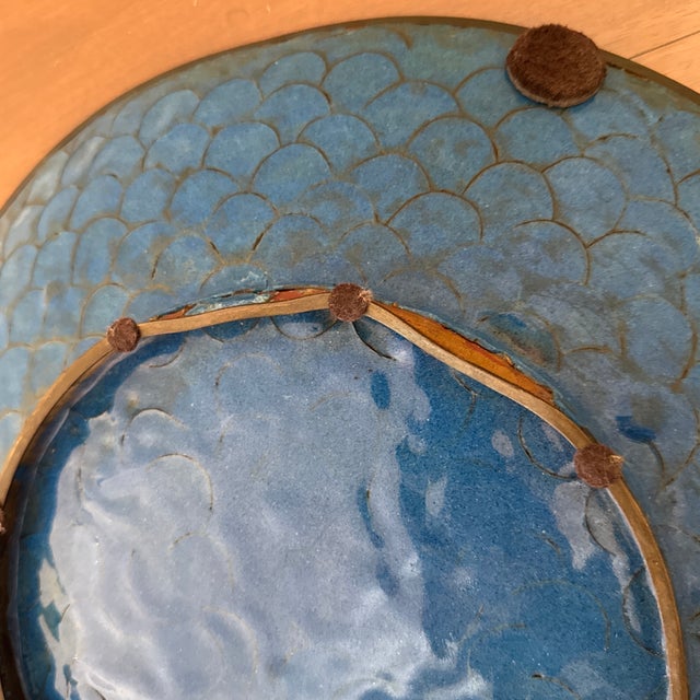 19th Century Meji Period Large Cloisonne Enamel Phoenix Plate For Sale - Image 10 of 12