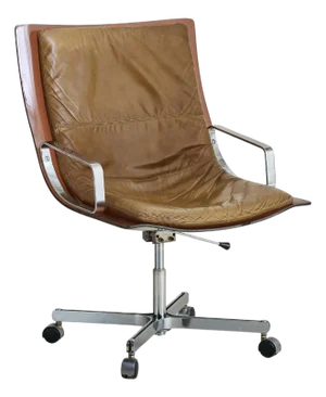 French Plexiglass Desk Chair with Leather Cushion Attributed Apelbaum, 1960s